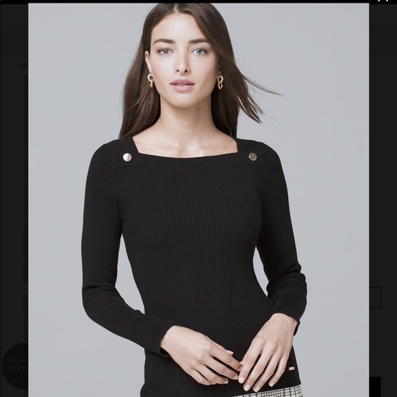 White House Black Market Tops - WHBM Button Detail Sweater NWT size XS Black
